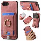 For iPhone 7 / 8/ SE 2022 Retro Splitable Magnetic Card Bag Leather Phone Case(Pink) - 1