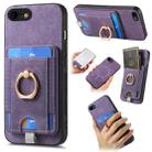 For iPhone 7 / 8/ SE 2022 Retro Splitable Magnetic Card Bag Leather Phone Case(Purple) - 1