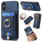 For iPhone X / XS Retro Splitable Magnetic Card Bag Leather Phone Case(Blue) - 1