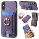 For iPhone X / XS Retro Splitable Magnetic Card Bag Leather Phone Case(Purple) - 1