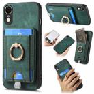 For iPhone XR Retro Splitable Magnetic Card Bag Leather Phone Case(Green) - 1