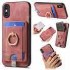 For iPhone XS Max Retro Splitable Magnetic Card Bag Leather Phone Case(Pink) - 1