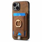 For iPhone 12 Retro Splitable Magnetic Card Bag Leather Phone Case(Brown) - 2