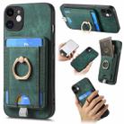 For iPhone 12 Retro Splitable Magnetic Card Bag Leather Phone Case(Green) - 1