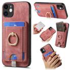 For iPhone 12 Retro Splitable Magnetic Card Bag Leather Phone Case(Pink) - 1