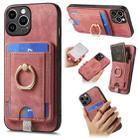 For iPhone 12 Pro Max Retro Splitable Magnetic Card Bag Leather Phone Case(Pink) - 1