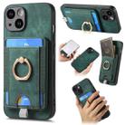 For iPhone 13 Retro Splitable Magnetic Card Bag Leather Phone Case(Green) - 1