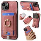 For iPhone 14 Retro Splitable Magnetic Card Bag Leather Phone Case(Pink) - 1