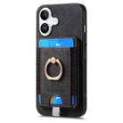 For iPhone 16 Plus Retro Splitable Magnetic Card Bag Leather Phone Case(Black) - 2