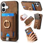 For iPhone 16 Plus Retro Splitable Magnetic Card Bag Leather Phone Case(Brown) - 1