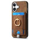 For iPhone 16 Plus Retro Splitable Magnetic Card Bag Leather Phone Case(Brown) - 2