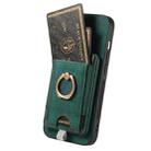 For iPhone 16 Plus Retro Splitable Magnetic Card Bag Leather Phone Case(Green) - 3