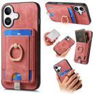 For iPhone 16 Plus Retro Splitable Magnetic Card Bag Leather Phone Case(Pink) - 1