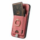 For iPhone 16 Plus Retro Splitable Magnetic Card Bag Leather Phone Case(Pink) - 3