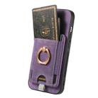 For iPhone 16 Plus Retro Splitable Magnetic Card Bag Leather Phone Case(Purple) - 3