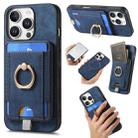 For iPhone 16 Pro Max Retro Splitable Magnetic Card Bag Leather Phone Case(Blue) - 1