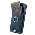 For iPhone 16 Pro Max Retro Splitable Magnetic Card Bag Leather Phone Case(Blue) - 3