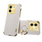 For Xiaomi Redmi Note 13 6D Electroplating Crocodile Texture Leather Back Phone Case with Holder(White) - 1