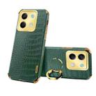 For Xiaomi Redmi Note 13 6D Electroplating Crocodile Texture Leather Back Phone Case with Holder(Green) - 1