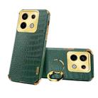 For Xiaomi Redmi Note 13 Pro 6D Electroplating Crocodile Texture Leather Back Phone Case with Holder(Green) - 1