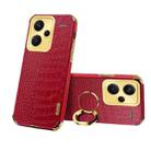 For Xiaomi Redmi Note 13 Pro+ 6D Electroplating Crocodile Texture Leather Back Phone Case with Holder(Red) - 1