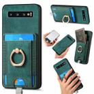 For Samsung Galaxy S10+ Retro Splitable Magnetic Card Bag Leather Phone Case(Green) - 1