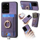 For Samsung Galaxy S20 Ultra Retro Splitable Magnetic Card Bag Leather Phone Case(Purple) - 1