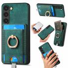 For Samsung Galaxy S21 5G Retro Splitable Magnetic Card Bag Leather Phone Case(Green) - 1