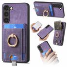 For Samsung Galaxy S21+ 5G Retro Splitable Magnetic Card Bag Leather Phone Case(Purple) - 1