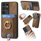 For Samsung Galaxy S21 Ultra 5G Retro Splitable Magnetic Card Bag Leather Phone Case(Brown) - 1