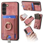 For Samsung Galaxy S22 5G Retro Splitable Magnetic Card Bag Leather Phone Case(Pink) - 1