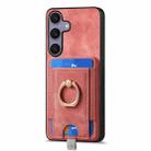 For Samsung Galaxy S25 5G Retro Splitable Magnetic Card Bag Leather Phone Case(Pink) - 2