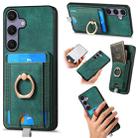 For Samsung Galaxy S25+ 5G Retro Splitable Magnetic Card Bag Leather Phone Case(Green) - 1