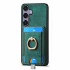 For Samsung Galaxy S25+ 5G Retro Splitable Magnetic Card Bag Leather Phone Case(Green) - 2