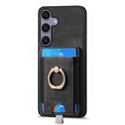 For Samsung Galaxy S25 Ultra 5G Retro Splitable Magnetic Card Bag Leather Phone Case(Black) - 2