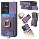 For Samsung Galaxy S25 Ultra 5G Retro Splitable Magnetic Card Bag Leather Phone Case(Purple) - 1