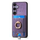For Samsung Galaxy S25 Ultra 5G Retro Splitable Magnetic Card Bag Leather Phone Case(Purple) - 2