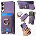 For Samsung Galaxy S25 Edge 5G Retro Splitable Magnetic Card Bag Leather Phone Case(Purple) - 1