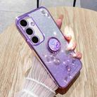 For Samsung Galaxy S24 FE 5G Gradient Glitter Immortal Flower Ring All-inclusive Phone Case(Purple) - 1