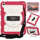 For iPad 10th Gen 10.9 2022 Silicone Hybrid PC Shockproof Tablet Case with Shoulder Strap(Feifan Magenta) - 1