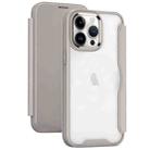 For iPhone 15 Pro Max RFID Blocking Adsorption Flip Leather Phone Case(Khaki) - 1