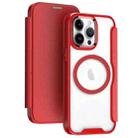 For iPhone 12 Pro Max RFID Blocking Adsorption Flip MagSafe Leather Phone Case(Red) - 1