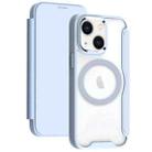 For iPhone 13 MagSafe RFID Blocking Adsorption Flip Leather Phone Case(Blue) - 1