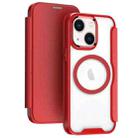 For iPhone 13 MagSafe RFID Blocking Adsorption Flip Leather Phone Case(Red) - 1