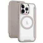 For iPhone 14 Pro MagSafe RFID Blocking Adsorption Flip Leather Phone Case(Khaki) - 1