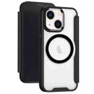For iPhone 14 Plus MagSafe RFID Blocking Adsorption Flip Leather Phone Case(Black) - 1