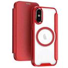 For iPhone X RFID Blocking Adsorption Flip MagSafe Leather Phone Case(Red) - 1