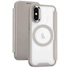 For iPhone XS MagSafe RFID Blocking Adsorption Flip Leather Phone Case(Khaki) - 1