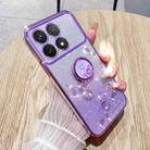 For Xiaomi Redmi K70 Gradient Glitter Immortal Flower Ring All-inclusive Phone Case(Purple) - 1