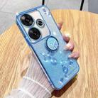 For Xiaomi Redmi Turbo 3 Gradient Glitter Immortal Flower Ring All-inclusive Phone Case(Blue) - 1
